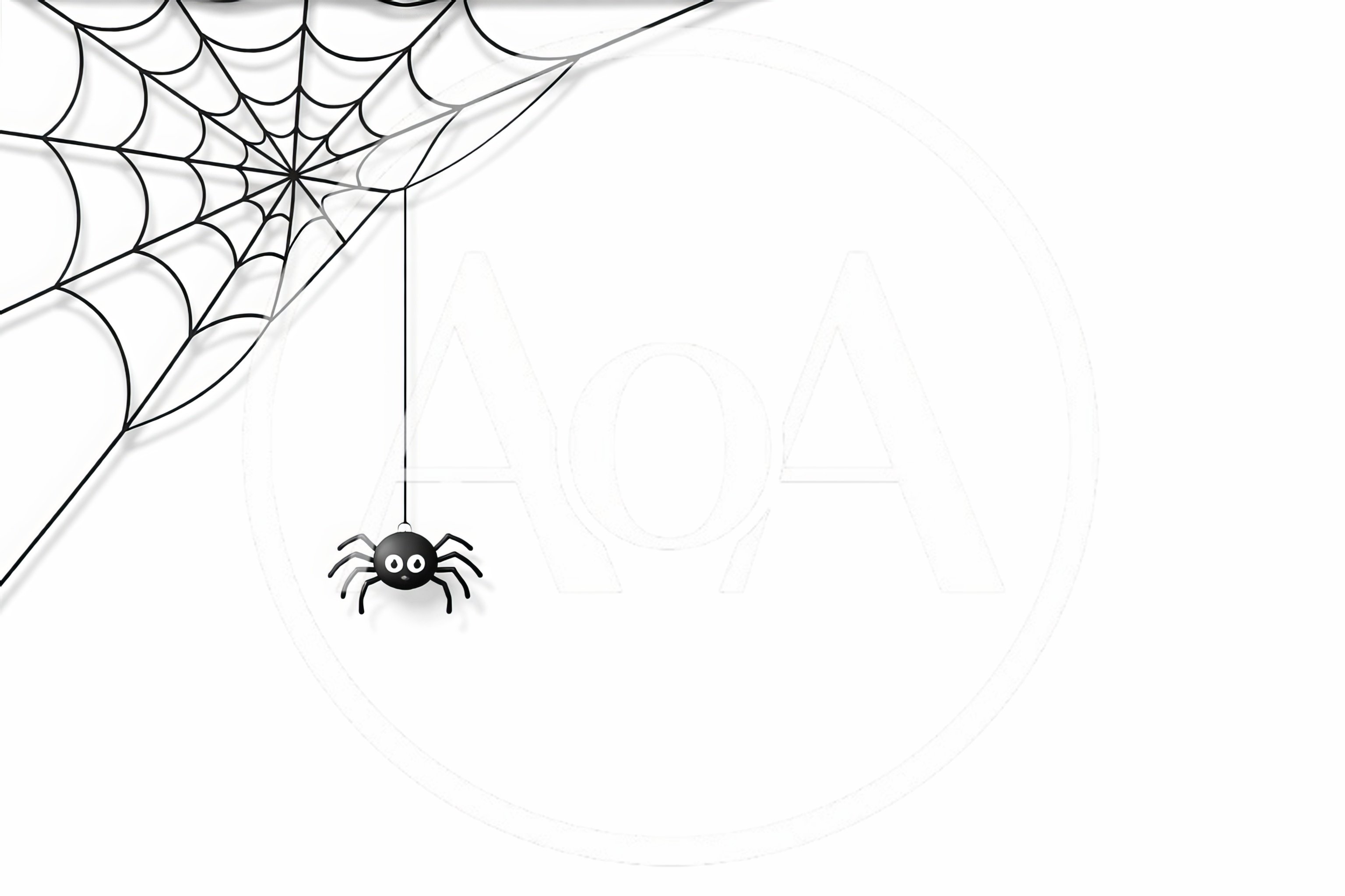Cute Cartoon Spider Hanging From A Web
