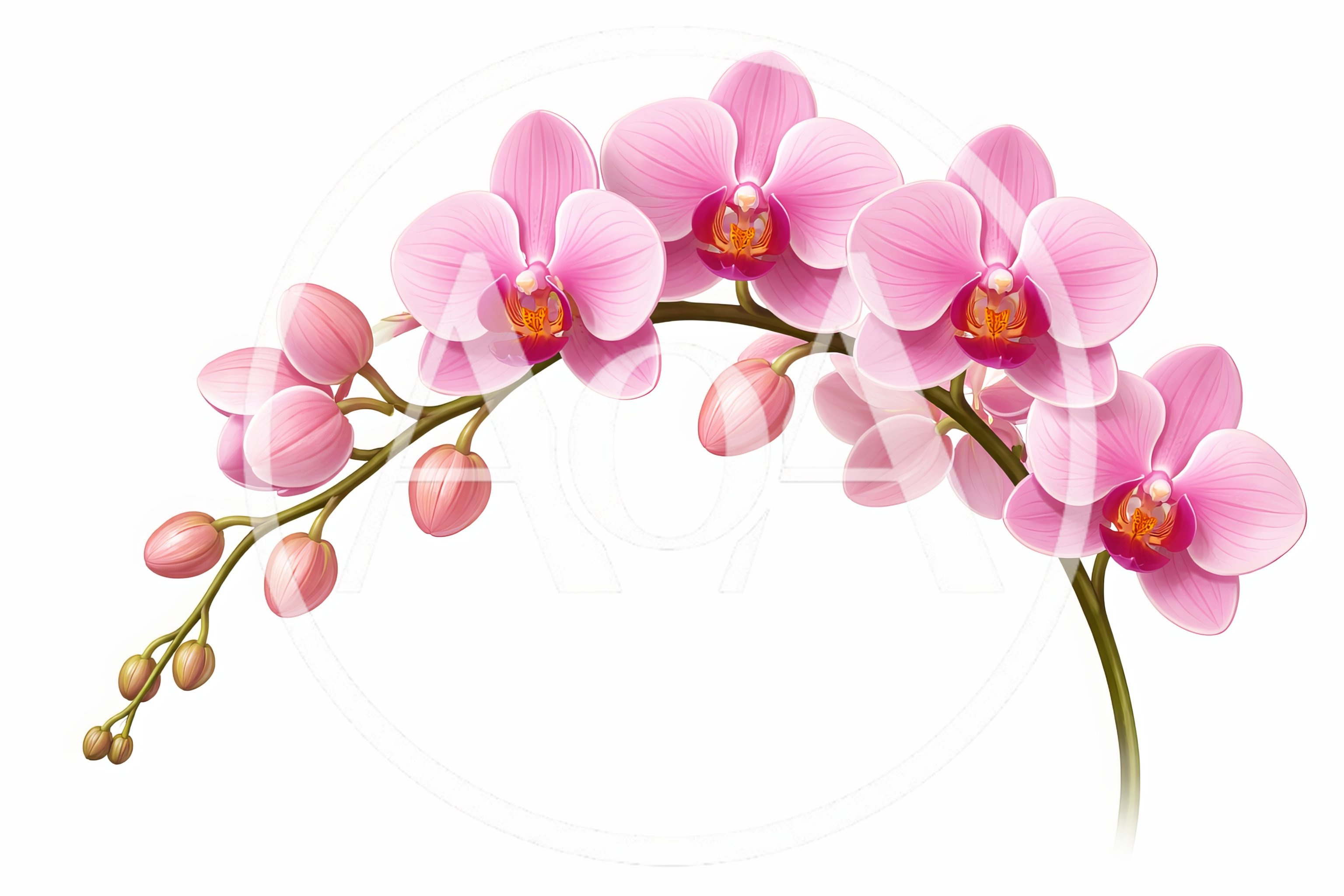Elegant Pink Phalaenopsis Orchid Branch Illustration