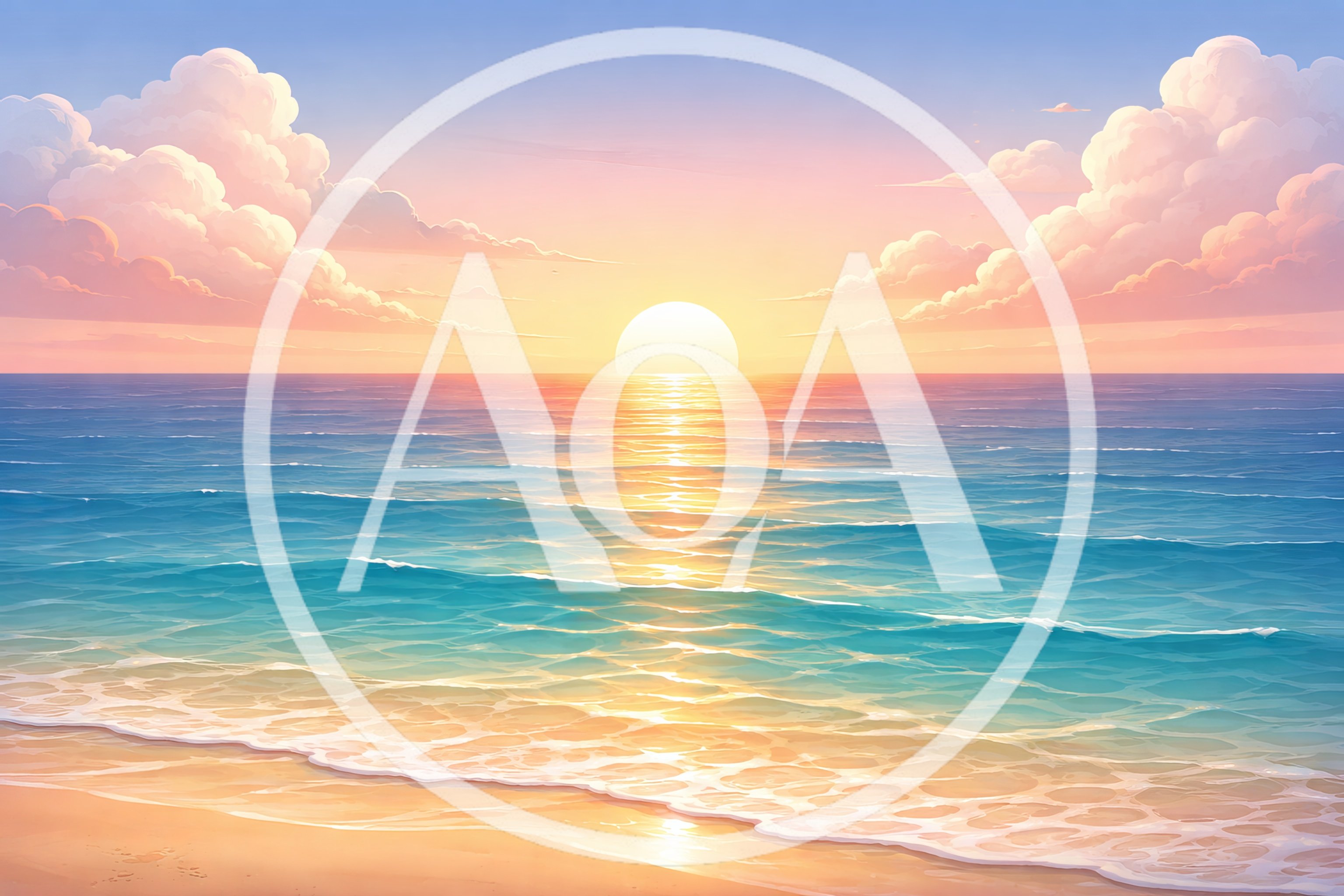 Serene Sunset Over A Calm Tropical Ocean Beach