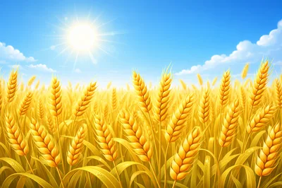 Golden Wheat Field Under Bright Summer Sun