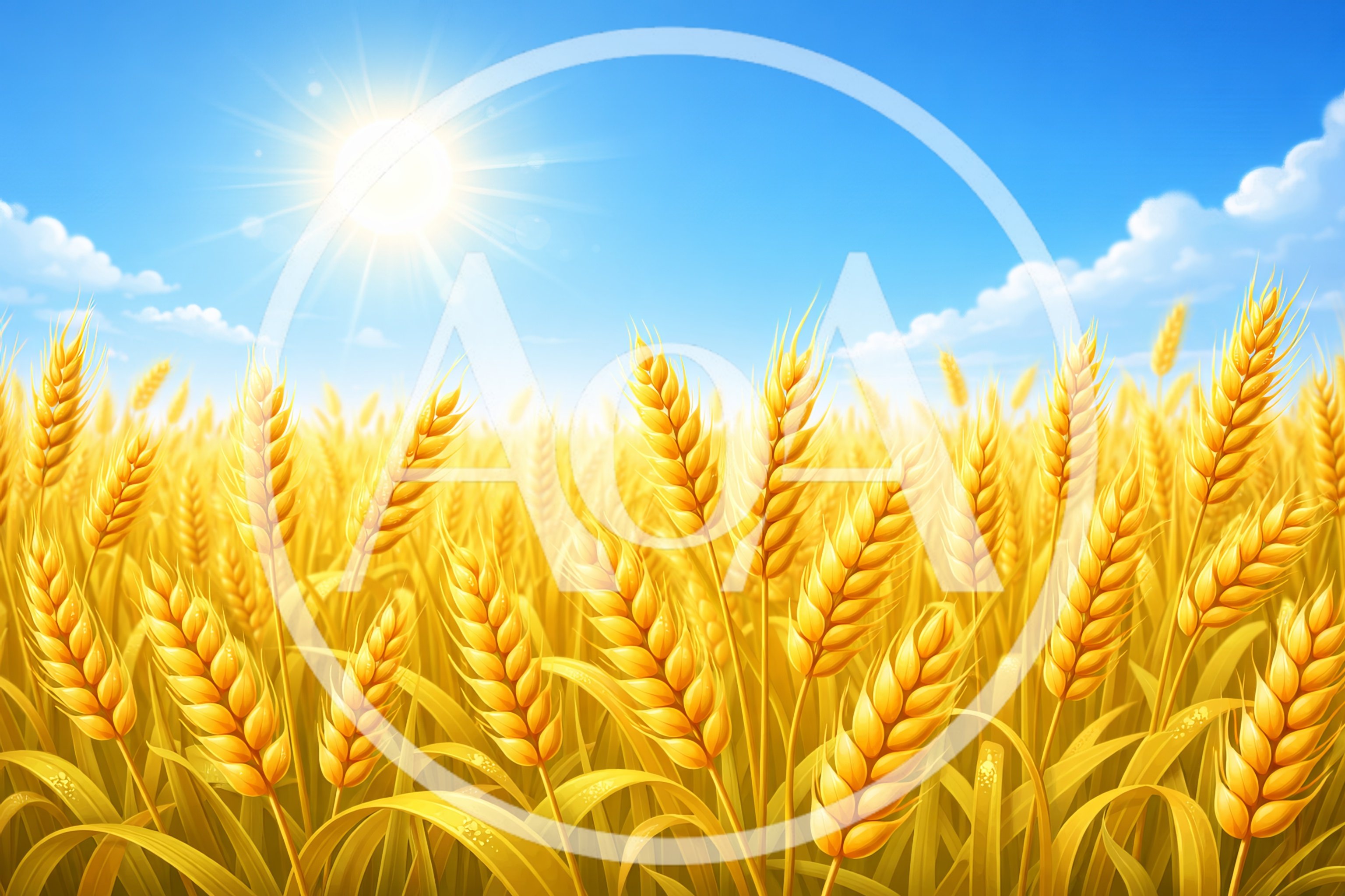 Golden Wheat Field Under Bright Summer Sun