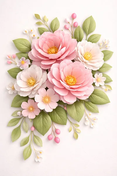 Elegant Pink And White Floral Arrangement Illustration