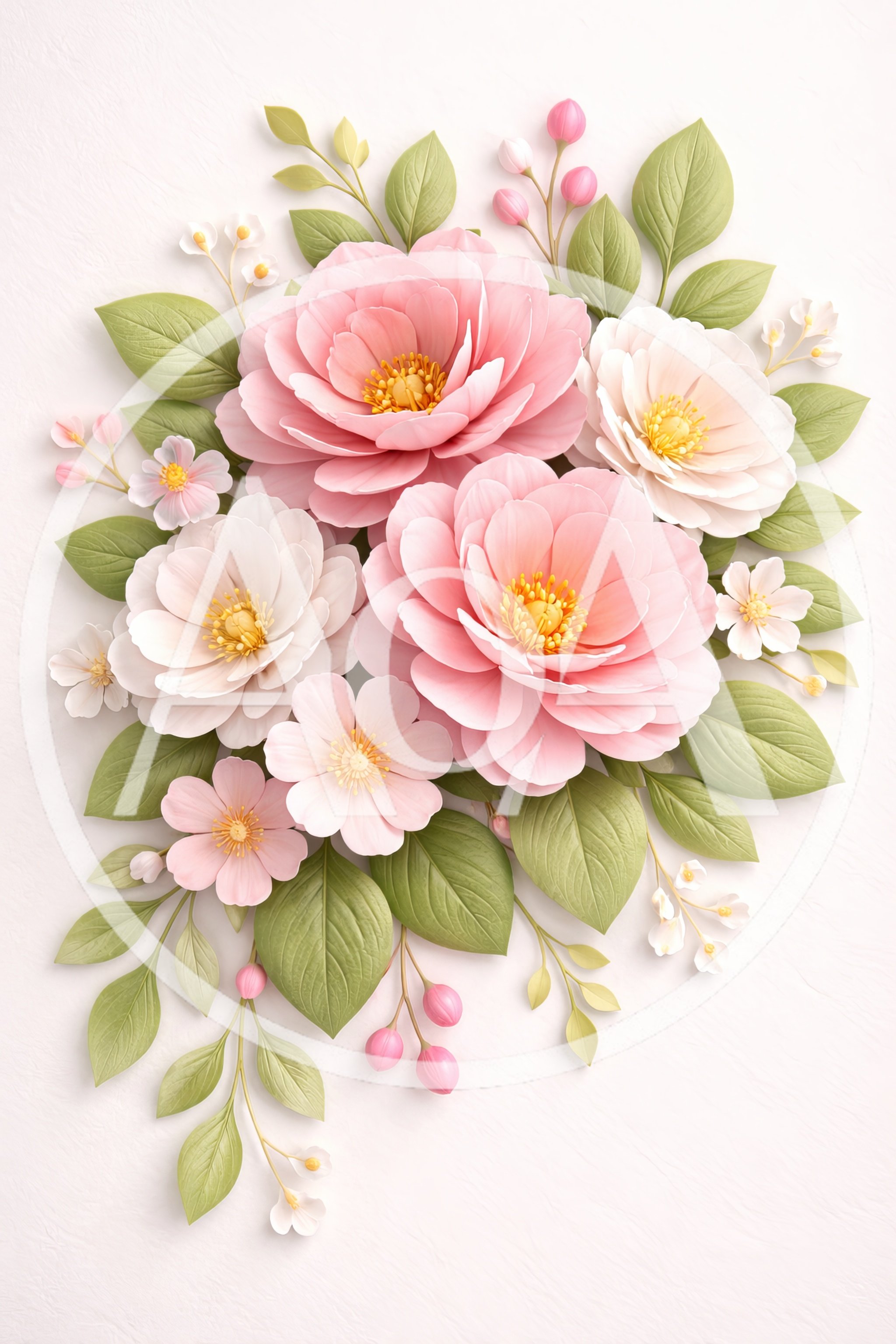 Elegant Pink And White Floral Arrangement Illustration