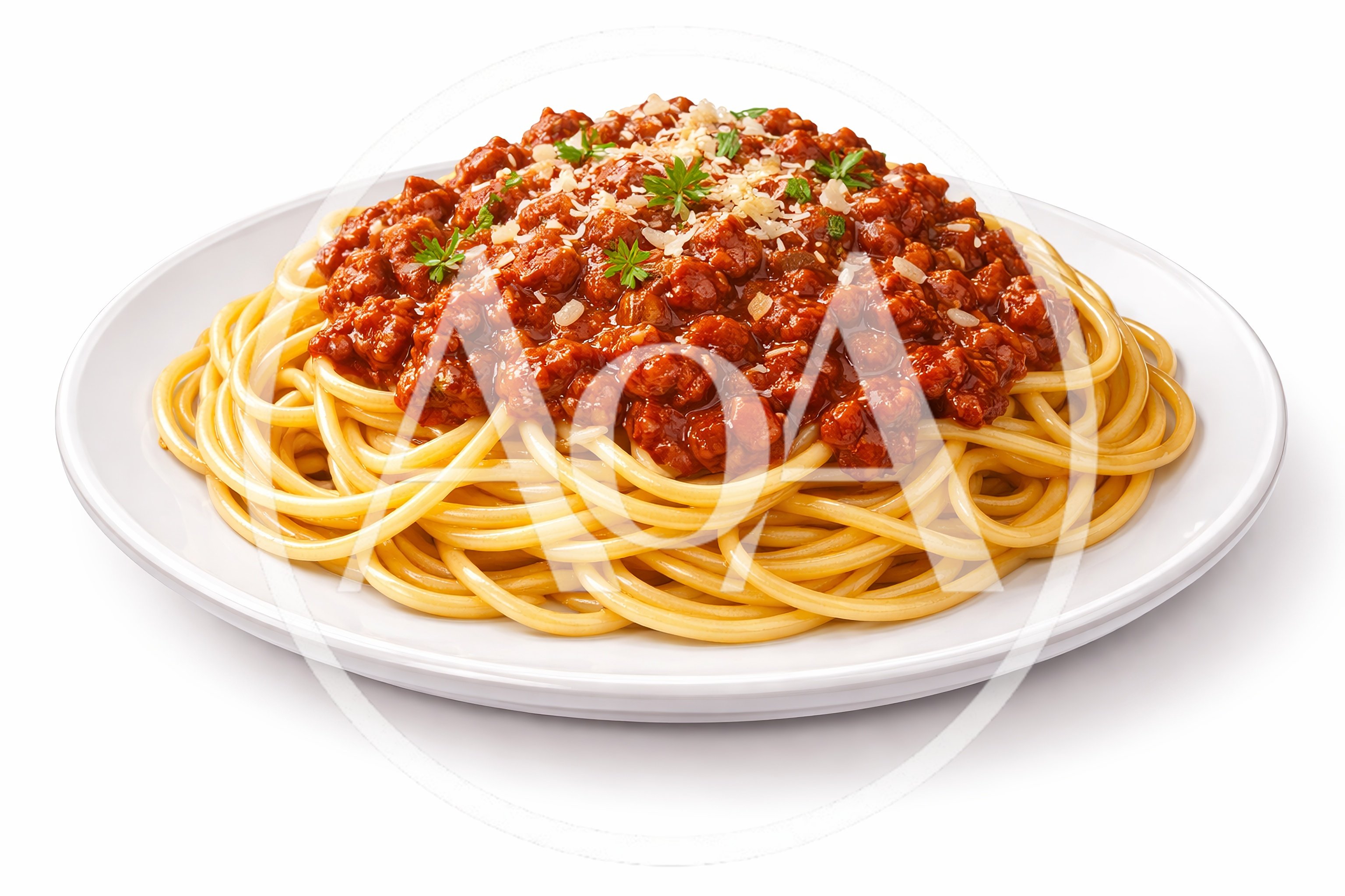 Spaghetti Bolognese with Meat Sauce on White Plate