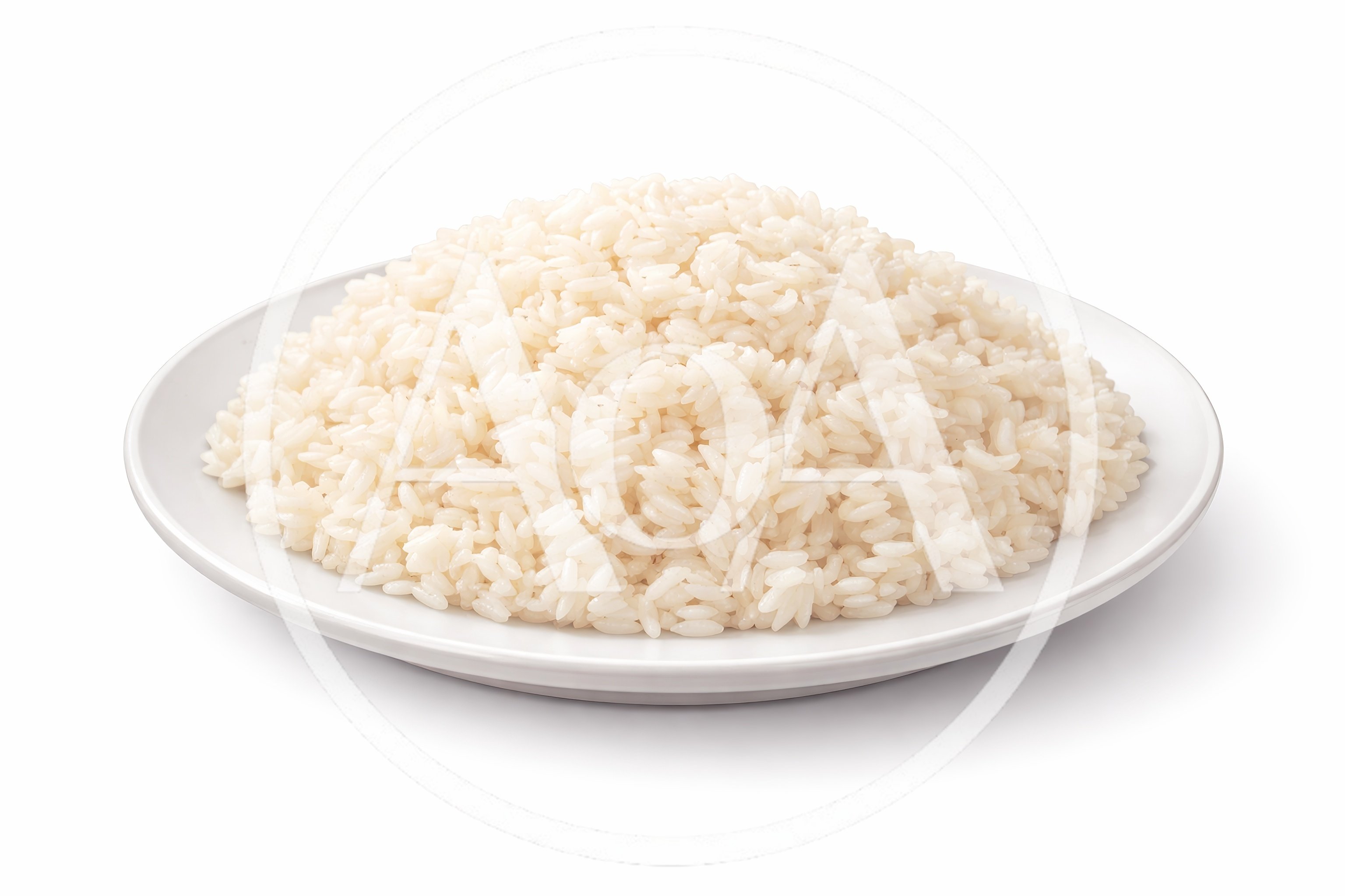A Mound Of Cooked White Rice On A Plate