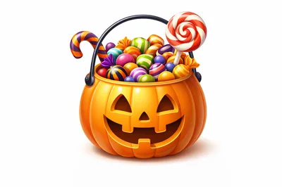 Halloween Pumpkin Bucket Filled With Assorted Candies