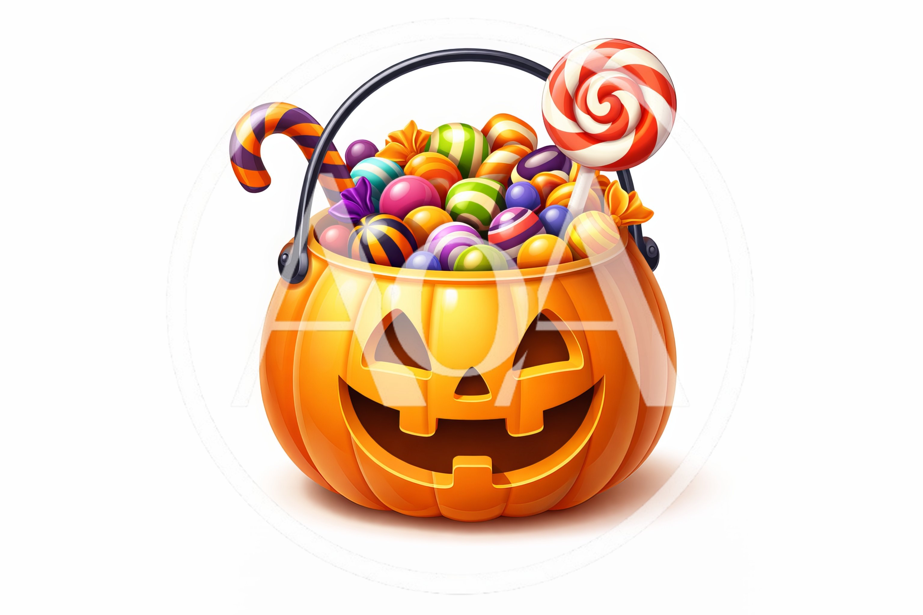 Halloween Pumpkin Bucket Filled With Assorted Candies