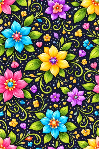Seamless Floral Pattern With Vibrant Colorful Flowers