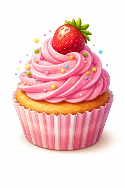 Delicious Strawberry Cupcake With Pink Frosting And Sprinkles