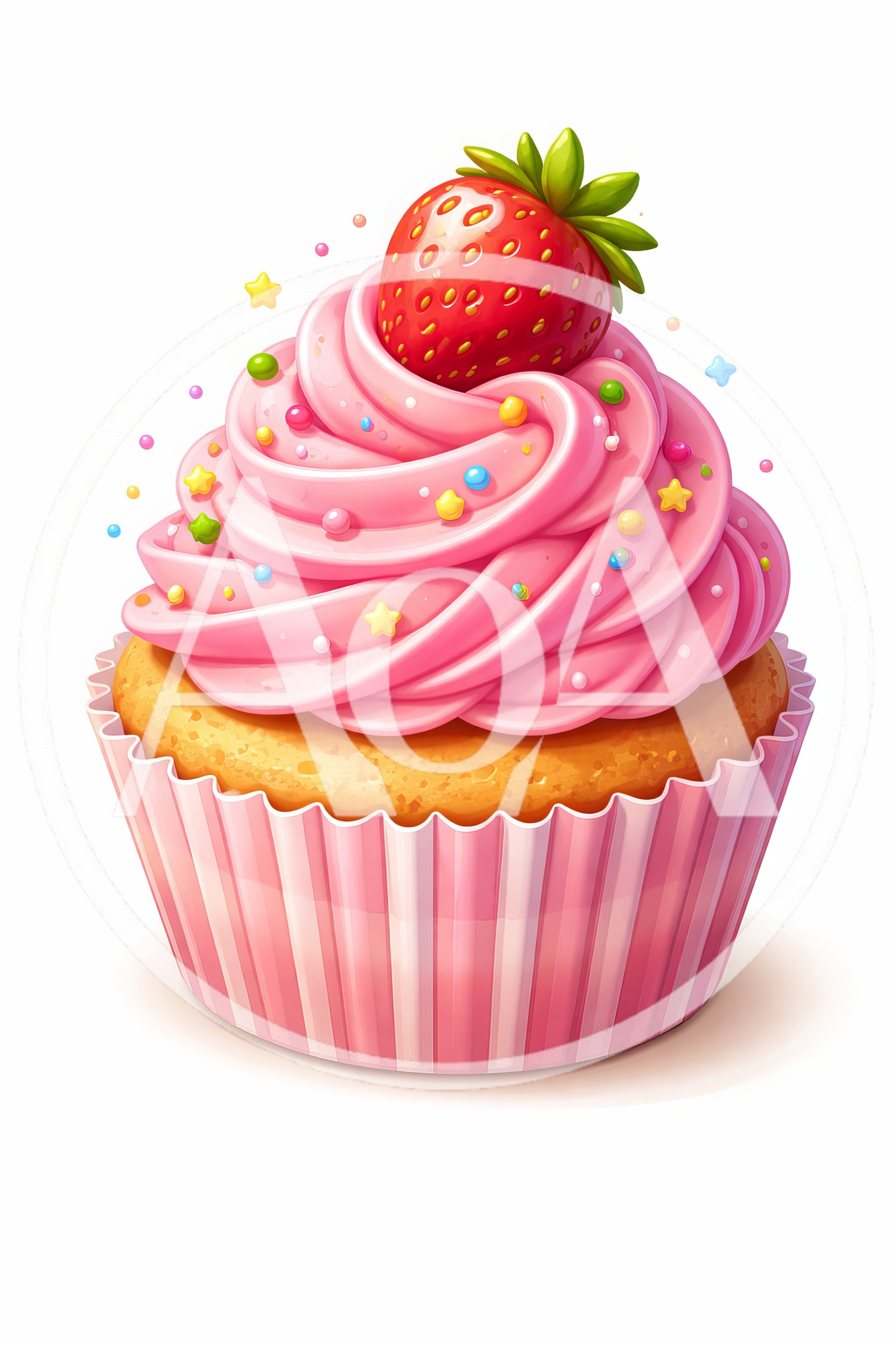 Delicious Strawberry Cupcake With Pink Frosting And Sprinkles
