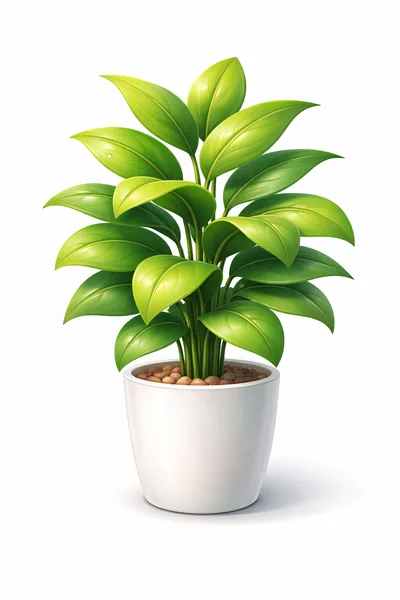 Potted Green Houseplant With Vibrant Leaves
