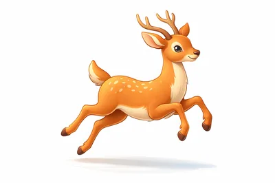 Cute Cartoon Deer Running In A Playful Manner