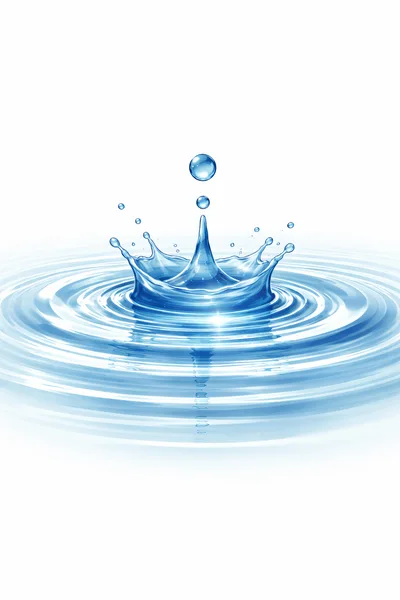 Blue Water Drop Impact Creating Concentric Ripples
