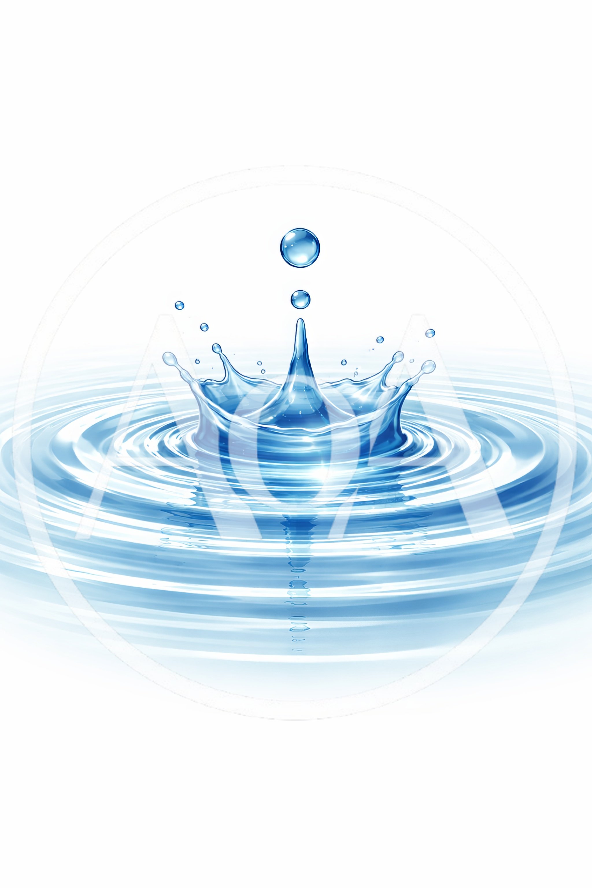 Blue Water Drop Impact Creating Concentric Ripples