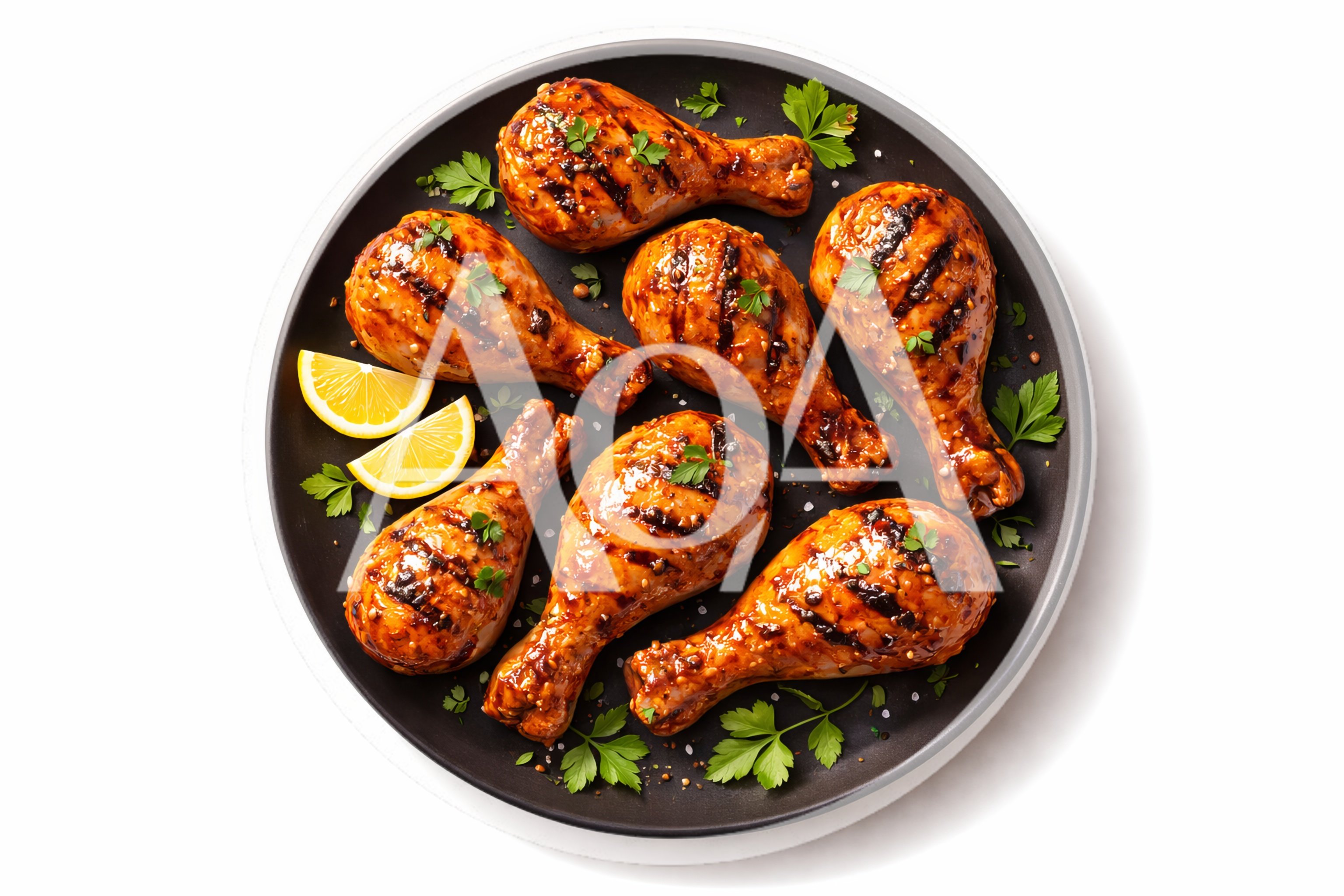 Grilled Chicken Drumsticks On A Black Plate