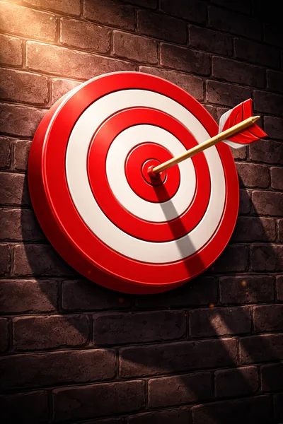Arrow Hitting The Bullseye On A Brick Wall