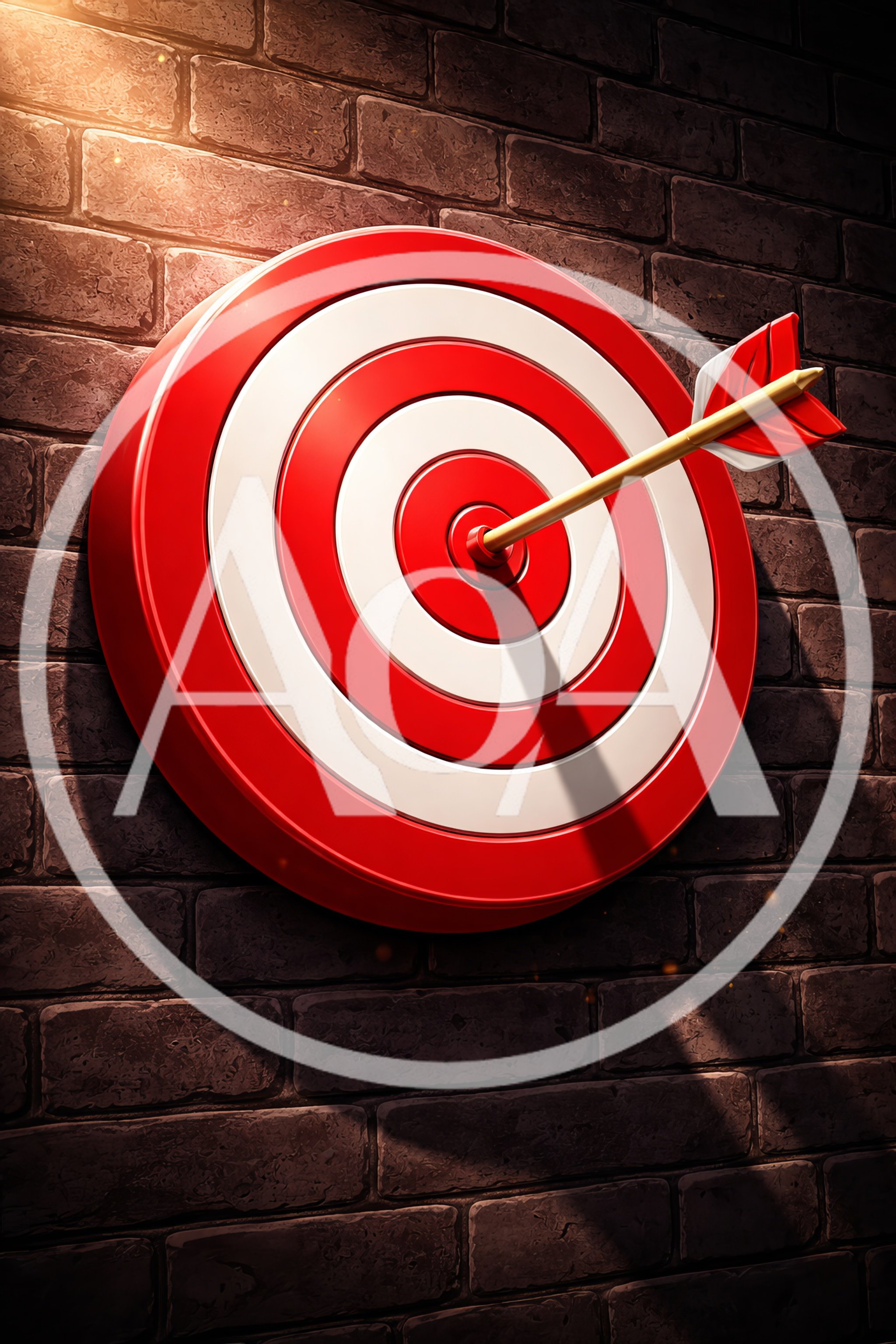 Arrow Hitting The Bullseye On A Brick Wall