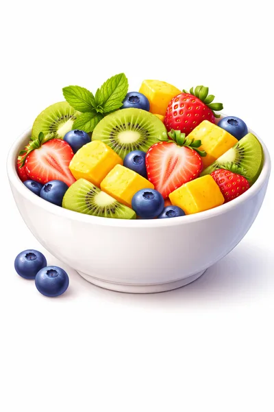 Fresh Fruit Salad In A White Bowl