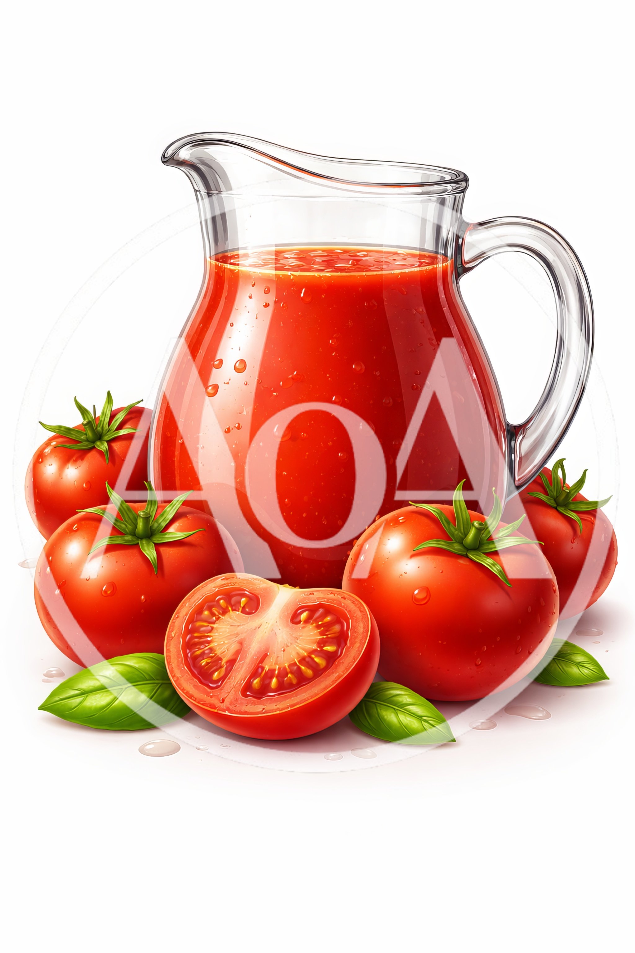 Fresh Tomato Juice In A Glass Pitcher