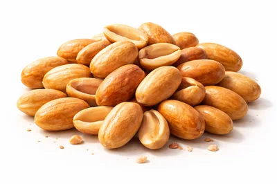 Pile Of Roasted Salted Peanuts On White Background