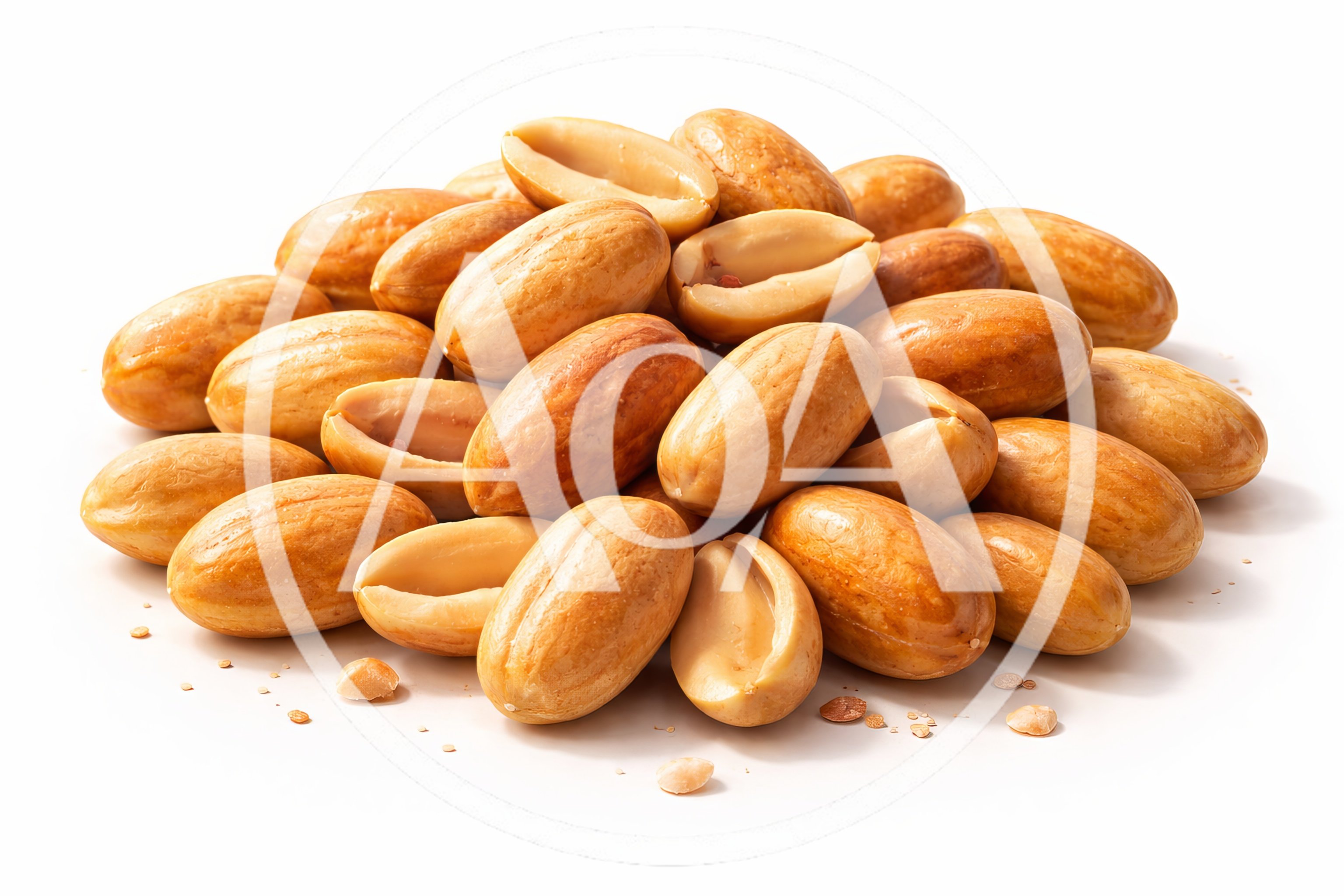 Pile Of Roasted Salted Peanuts On White Background