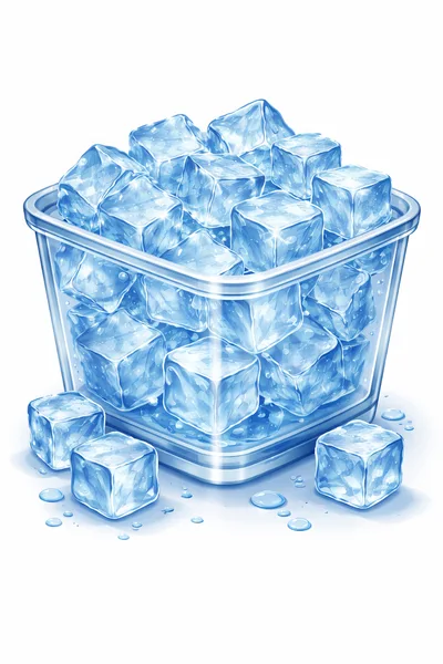 Clear Plastic Container Filled With Fresh Ice Cubes
