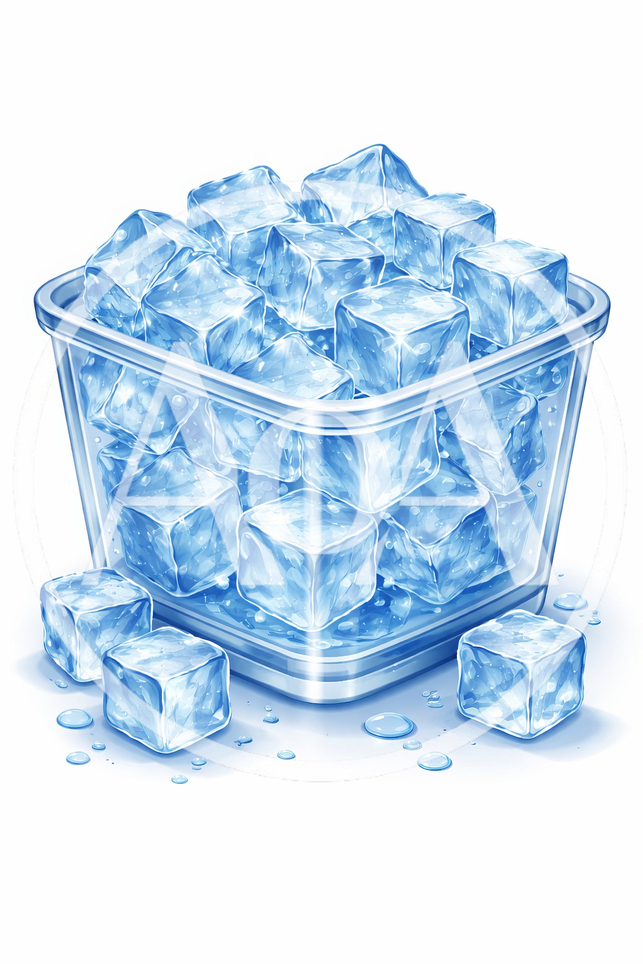 Clear Plastic Container Filled With Fresh Ice Cubes