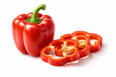 Whole Red Bell Pepper With Three Sliced Rings