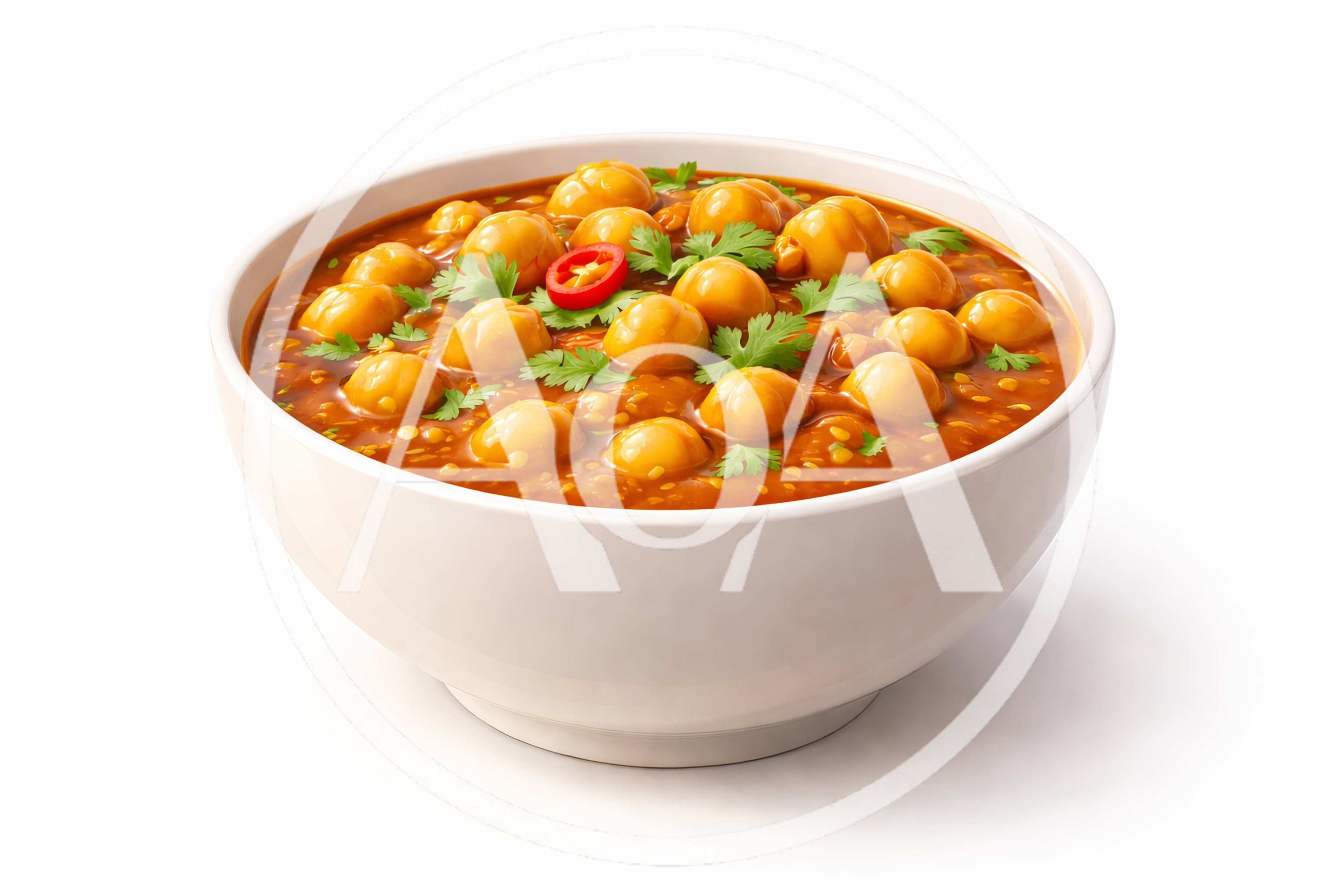Bowl Of Spicy Chickpea Curry With Fresh Cilantro