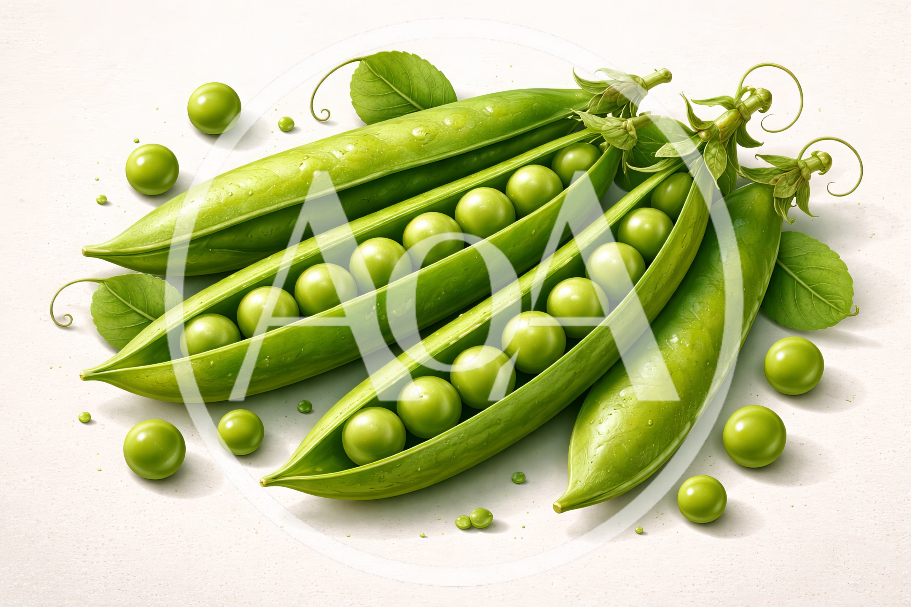 Fresh Green Pea Pods With Loose Peas