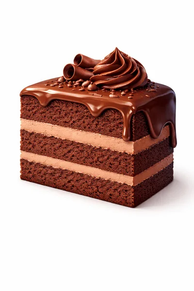 Delicious Chocolate Layer Cake Slice With Ganache Topping