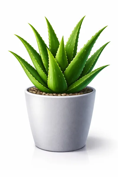 Potted Aloe Vera Plant On White Background