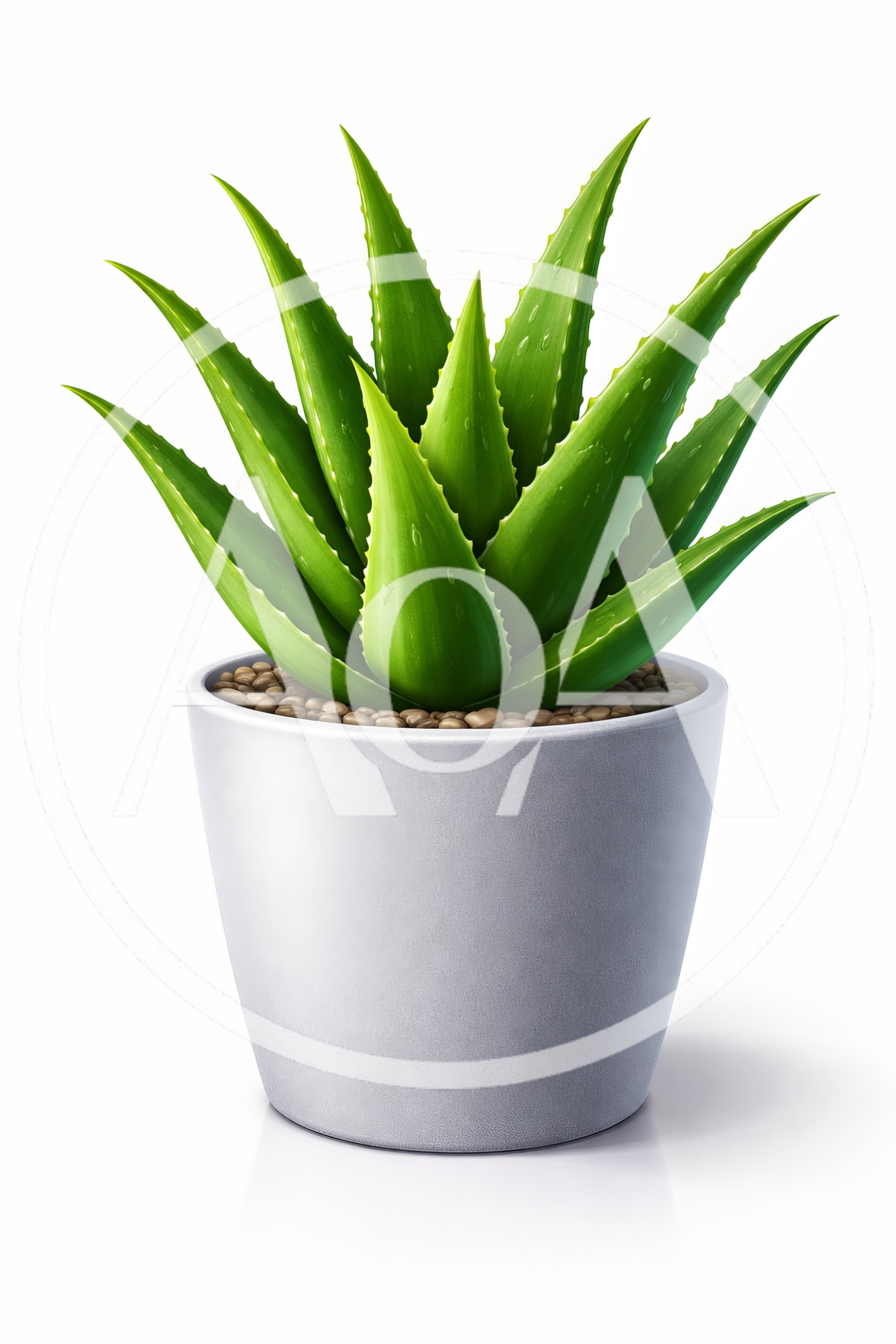 Potted Aloe Vera Plant On White Background