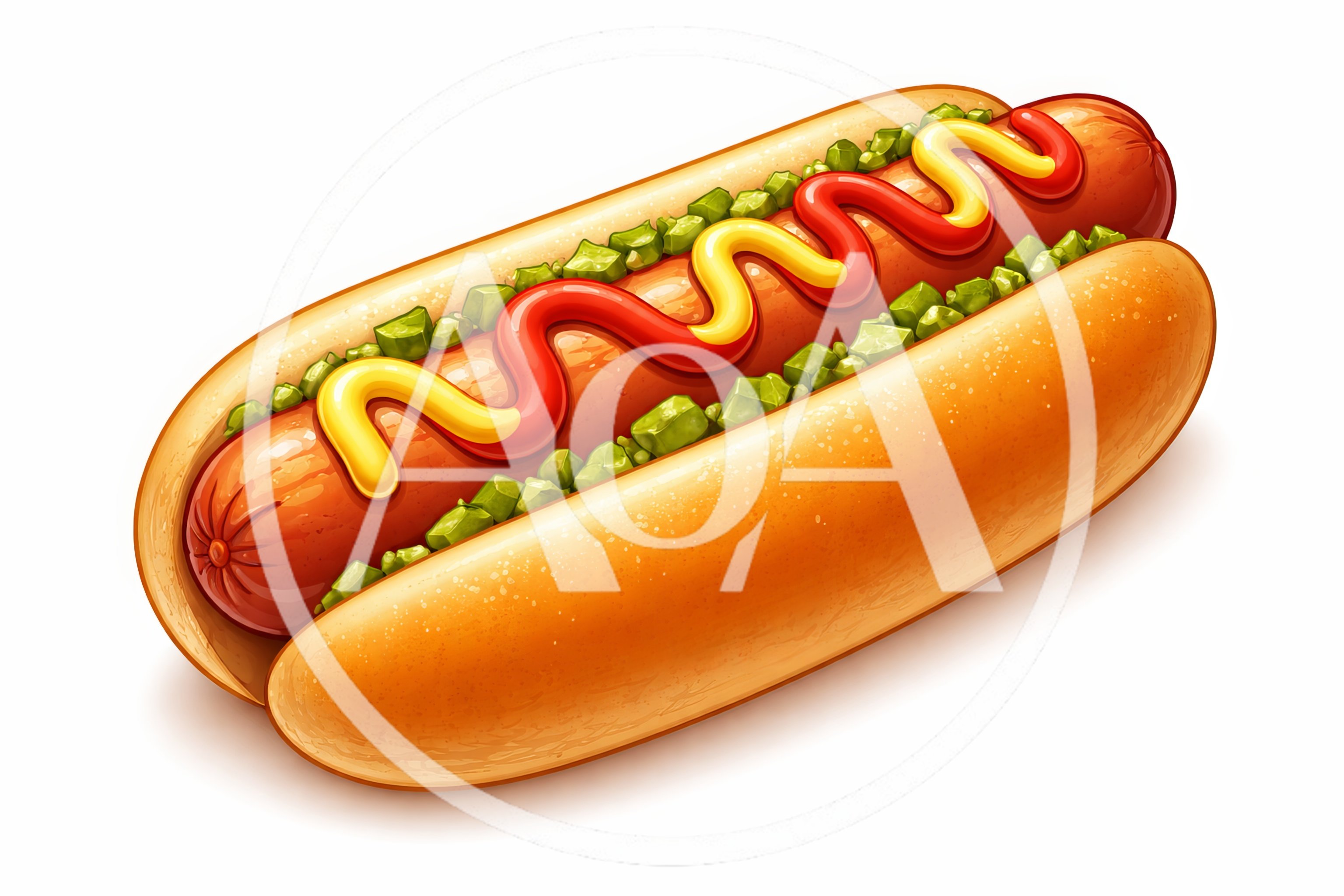 Classic Hot Dog With Mustard Ketchup And Relish