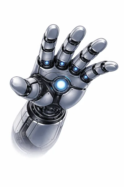 Futuristic Robotic Hand With Glowing Energy Core