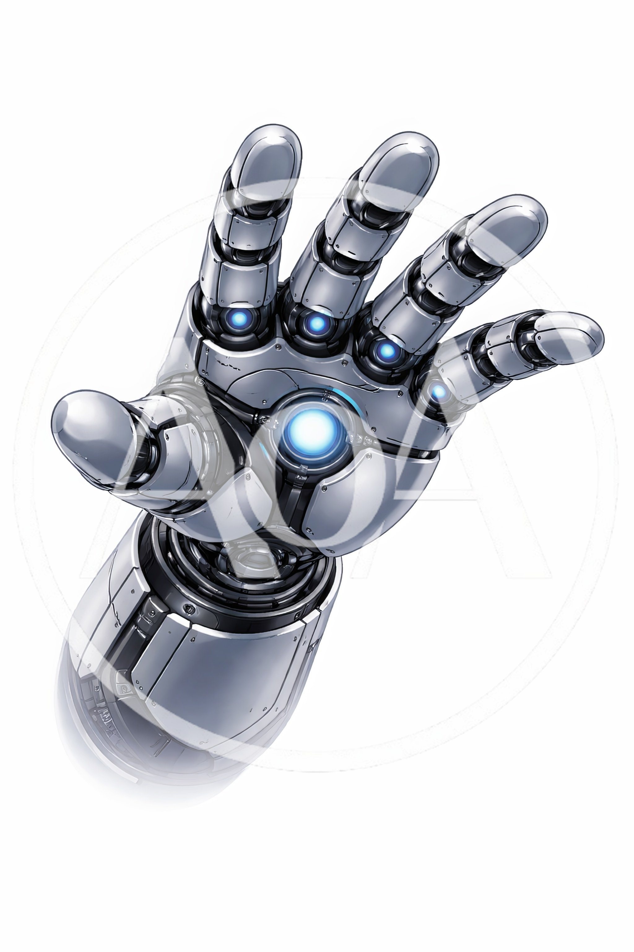 Futuristic Robotic Hand With Glowing Energy Core