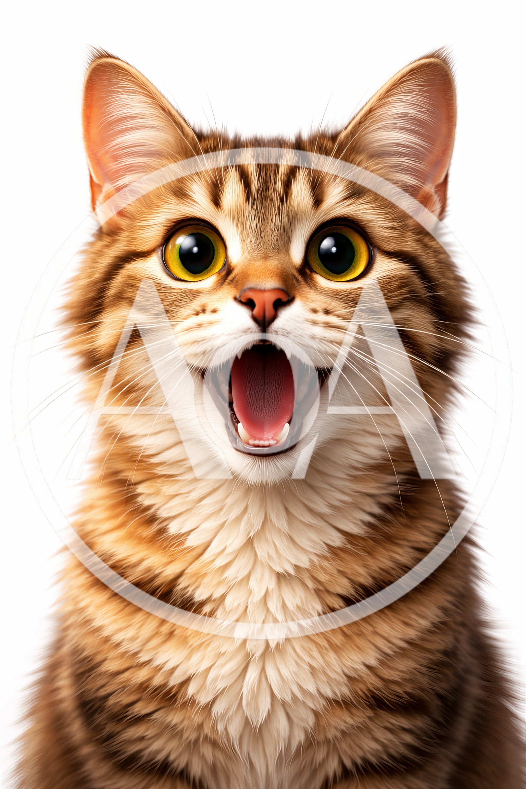 Portrait Of A Surprised Tabby Cat