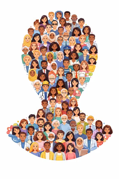 Diverse Group Of People Forming A Human Silhouette