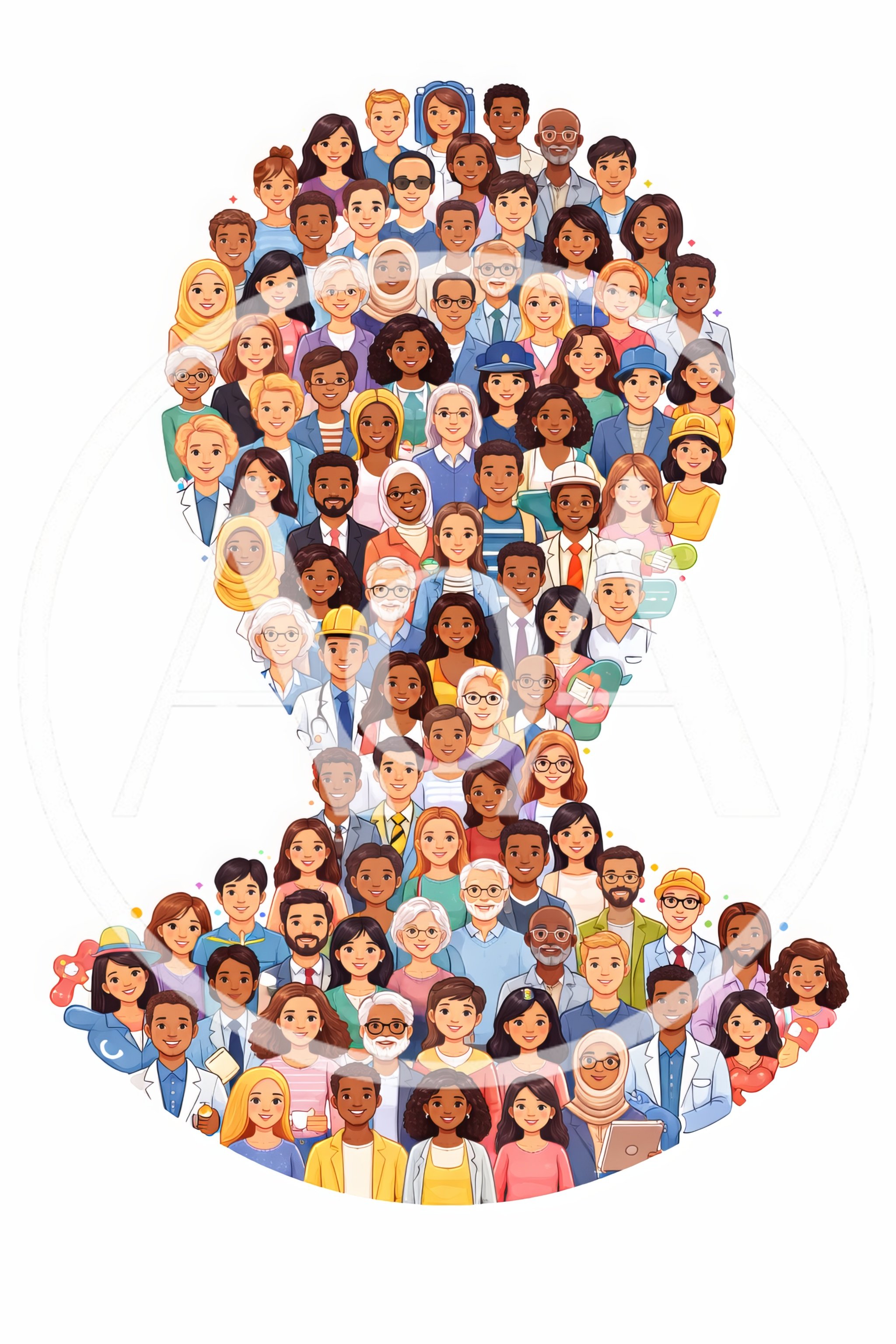 Diverse Group Of People Forming A Human Silhouette