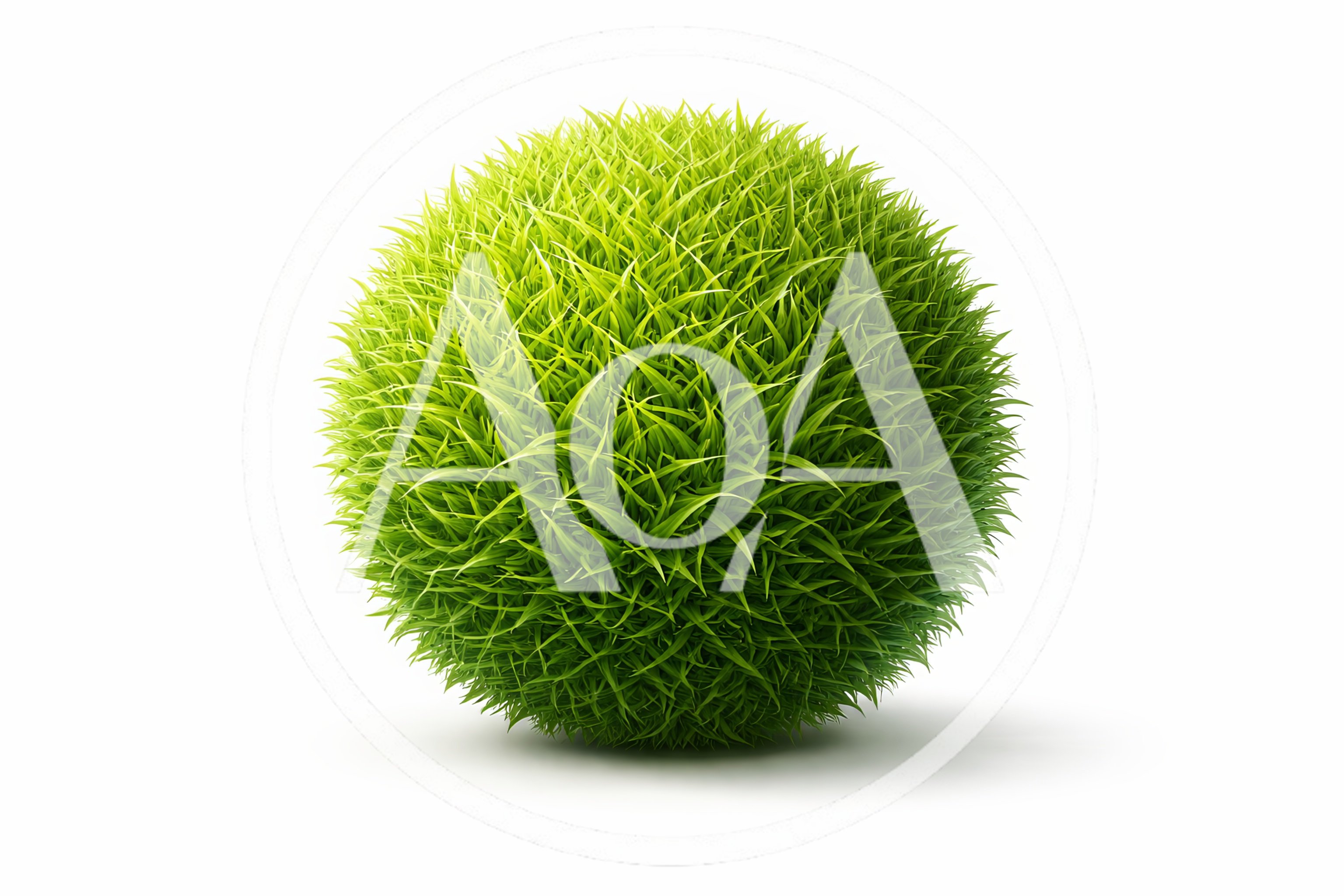 Green Grass Sphere Isolated On White Background
