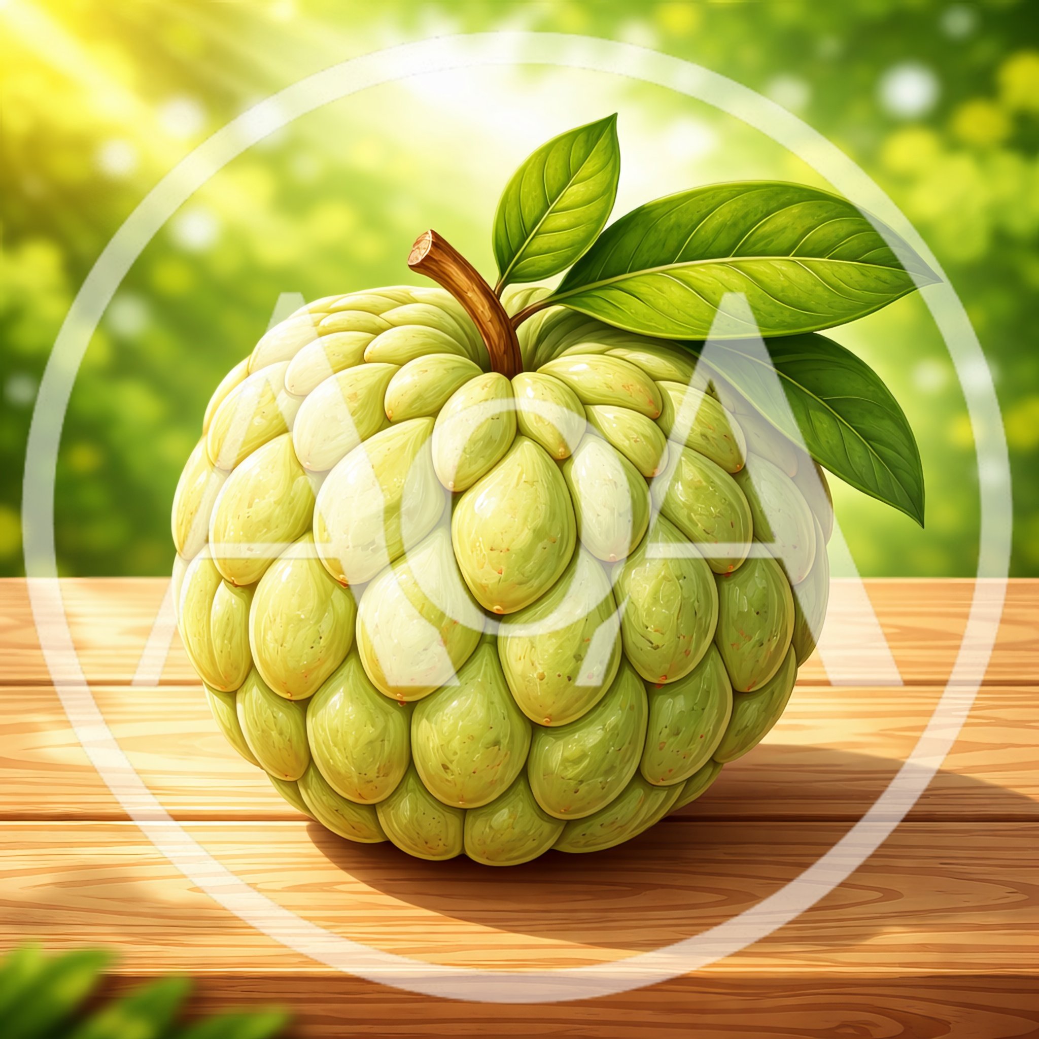 Fresh Custard Apple Fruit on Wooden Table