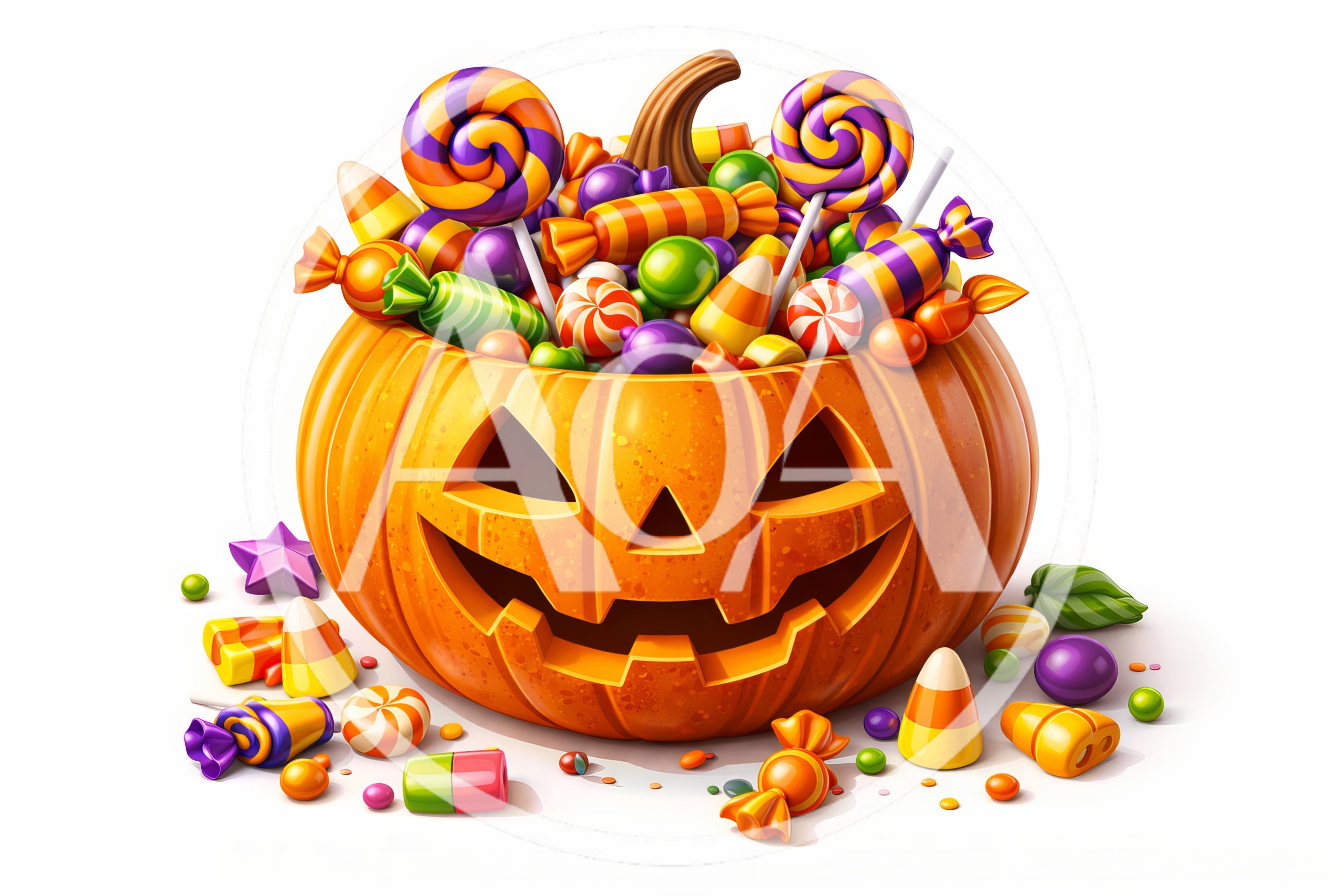 Jack-O-Lantern Pumpkin Filled With Assorted Halloween Candy