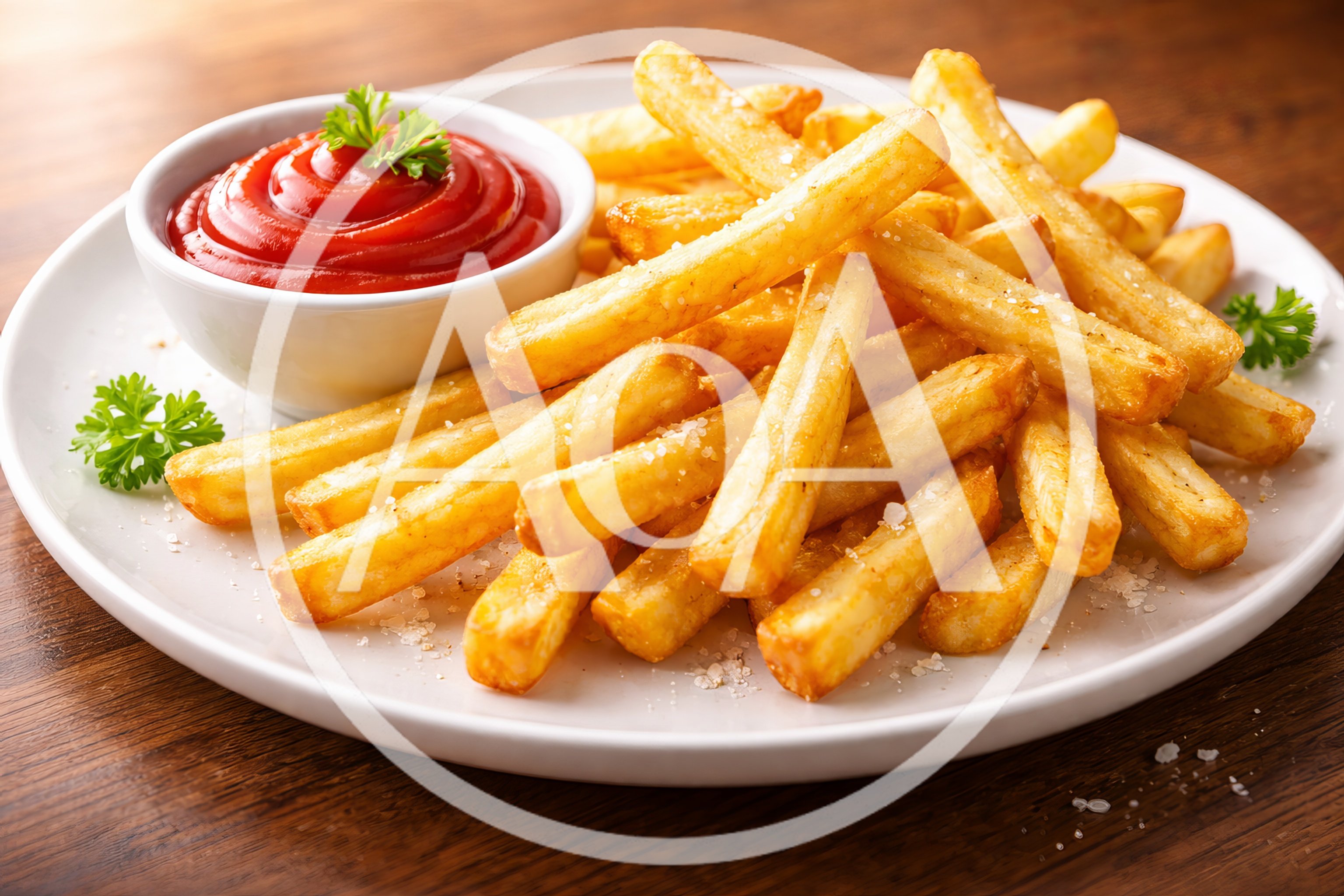 Golden Crispy French Fries With Ketchup Dip