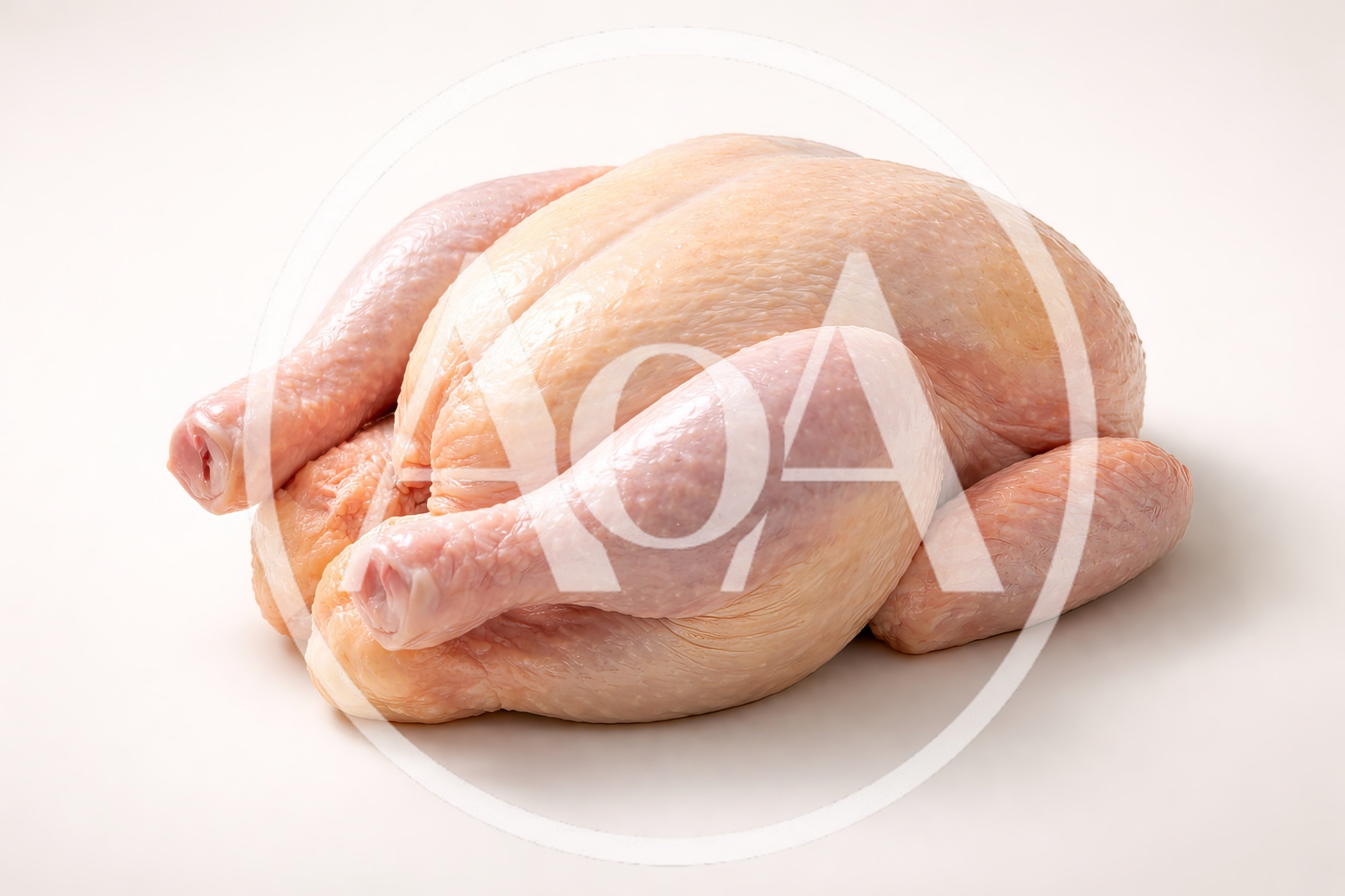 Raw Whole Chicken On White Background