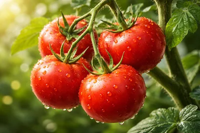 Fresh Red Tomatoes Growing On The Vine