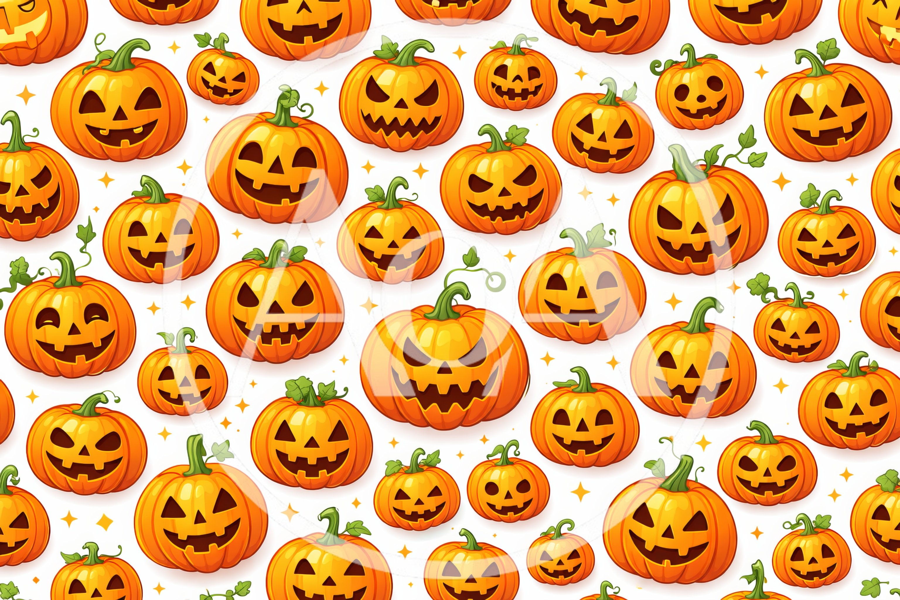 Seamless Pattern Of Spooky Halloween Jack O Lantern Pumpkins