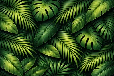 Lush Tropical Jungle Foliage Background