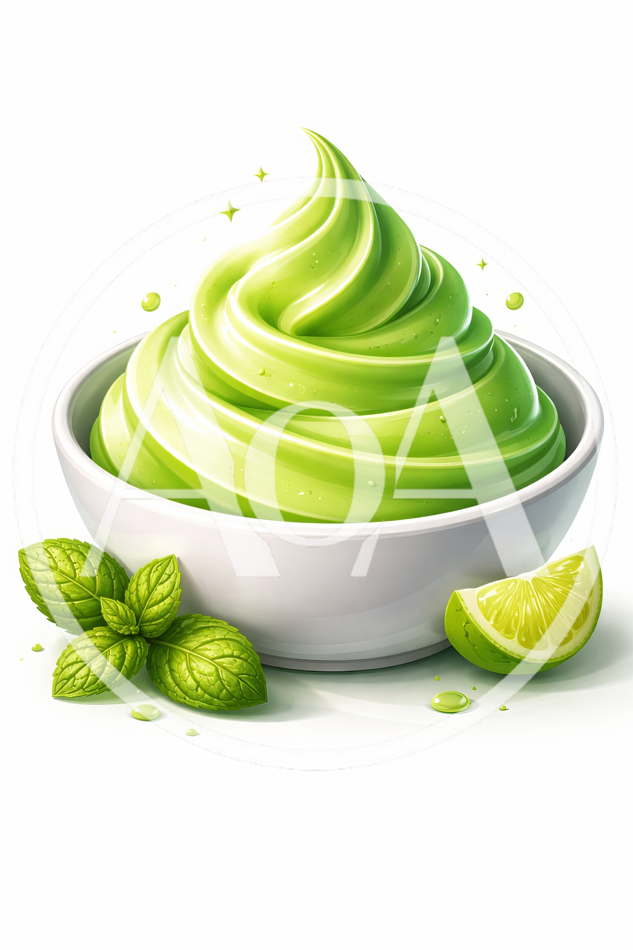 Swirl Of Lime And Mint Soft Serve Ice Cream