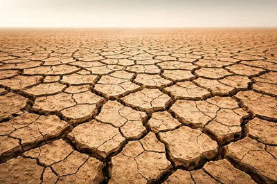 Cracked Dry Earth Surface in Arid Landscape