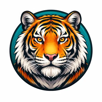 Majestic Tiger Head Portrait In Circular Frame